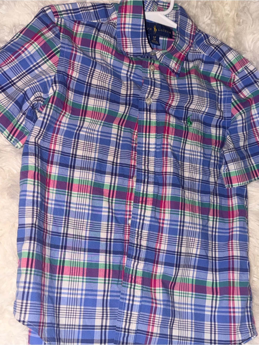Ralph Lauren Short-Sleeve Plaid Cotton Shirt - Blue Multi